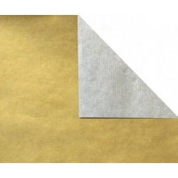 Bobina de papel de regalo, KRAFT, bicolor plata y oro. 