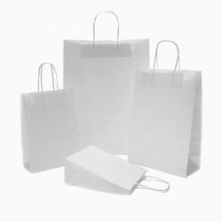 50 Bolsas de papel blanco, asa retorcida, 44x46x15
