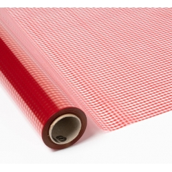 Bobina Polipropileno Transparente con cuadrados rojos