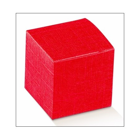 Caja de regalo roja 10x10x10 cms. C/25 uds. Caja automontable, con solapa/tapa abatible