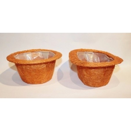 Set de 3 cestos / maceteros ábaca naranja