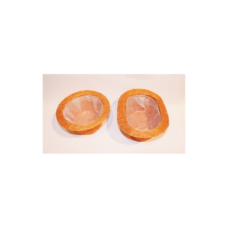 Set de 3 cestos / maceteros ábaca naranja