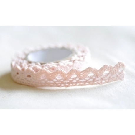 Lace tape / puntilla adhesiva. Crochet rosa palo. 15mmx2m. Aprox.
