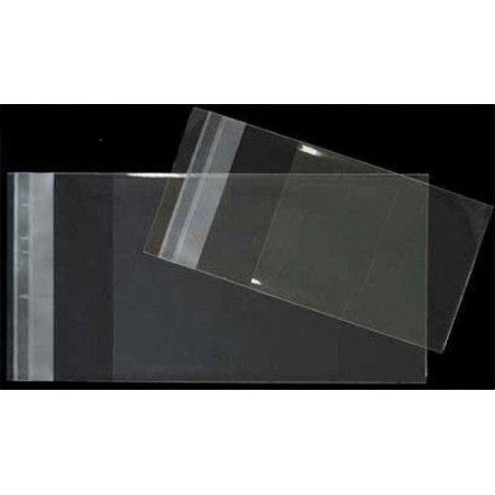 100 bolsas celofán transparentes, cierre adhesivo 20x30 cms