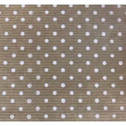 Bobina de papel regalo kraft con lunares blancos