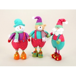 Trio de muñecos navideños, papa noel, osito y muñeco de nieve. 45 cms